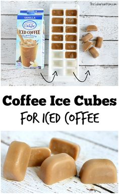 coffee ice cubes for iced coffee with text overlay that reads coffee ice cubes for iced coffee