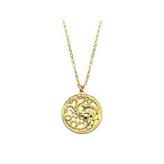 Treat the Game of Thrones fan on your list to this House Of Dragon Targaryen sigil necklace. Treat the Game of Thrones fan on your list to this House Of Dragon Targaryen sigil necklace.Click on this JEWELRY & WATCHES GUIDE to learn about fit, styles, materials and more! Chain length: 18 in. Chain type: gold tone stainless steel rolo Metal: alloy Plating: gold tone Finish: textured Nickel free Packaging: boxed Size: 18". Gender: female. Age Group: adult. Round Dragon Design Necklace For Gift, House Of The Dragon Targaryen, Sigil Necklace, Targaryen Sigil, House Sigil, Targaryen House, Game Of Thrones Fans, House Targaryen, House Of The Dragon