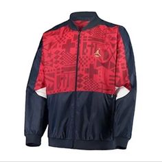 Nike Air Jordan Flight Legacy Fiba Jacket Red/White/Blue Cj9082-451 Men’s Size Xl New Jordan Jackets, Jaco, Flight Jacket, Men Model, Mens Activewear, Light Jacket, Red Jacket, Nike Jordan, Track Jackets