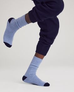 Supreme comfort for chilly weather[.]Made from a perfect blend of cashmere for supreme softness and lycra for added comfort and stretch, these socks feel perfect on the feet! With a French terry stitch and contrast-color detailing on the heel and toe, they'll bring a pop of style to your everyday essentials. 85% Cashmere15% LycraContrast Toe and HeelHand Wash or Dry Clean Winter Sporty Socks With Ribbed Cuffs, Sporty Winter Socks With Ribbed Cuffs, Classic Blue Winter Socks, Casual Cashmere Socks For Winter, Casual Cashmere Winter Socks, Soft Fitted Cotton Socks, Soft Fitted Cozy Socks, Casual Winter Socks For Loungewear, Casual Winter Loungewear Socks