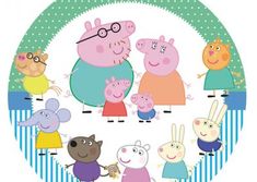 peppa pig family in the middle of a circle