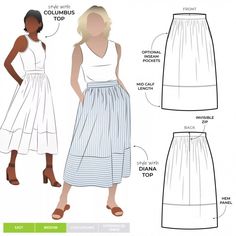 a woman's skirt pattern with the measurements for it and how to cut it