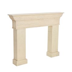 a white marble fireplace mantel on a white background