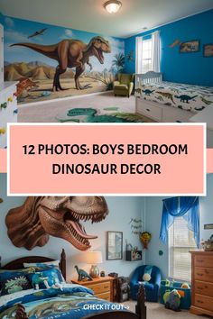 12 Photos: Boys Bedroom Dinosaur Decor Dino Bedroom Ideas For Boys, Bedroom Dinosaur Theme, Prehistoric Jungle, Dino Tracks