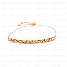 "14K Yellow Gold Friendship Wheat Bracelet, 9.25\" Inch Adjustable, 5mm Thick, Real Gold Bracelet, Gold Weaved Bracelet, Women Gold Bracelet Crafted from guaranteed 100% 14K Gold. Weight: 2.2 Gram Closure: Slide Ball Clasp Metal: 14K Yellow Gold SHIPPED FROM NEW YORK CITY FREE SHIPPING on all orders 30 Day Return Hassle Free Weight and measurements are approximate and may not be always exactly as stated At GoldMania we are first of all committed to environmental responsibility. We guarantee that Elegant Adjustable Gold Bracelet With Curb Chain, Adjustable Yellow Gold Cuban Link Bracelet, Elegant Adjustable Cuban Link Bracelet With Box Chain, Adjustable Curb Chain Bracelets, Adjustable Gold Bracelet With Curb Chain For Gift, Adjustable Curb Chain Bracelet For Formal Occasions, Adjustable Box Chain Bangle Bracelet, Adjustable Gold Box Chain Bracelet, Adjustable Box Chain Cuban Link Bracelet Gift