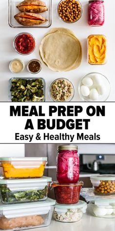 meal prep ideas and ingredients in containers Healthy Road Trip Food, Budget Meal Prep, Batch Meals, Meal Prep Guide, High Protein Meal Prep, Meal Prep Ideas, Inexpensive Meals, Meal Prep Bowls, Lunch Recipes Healthy