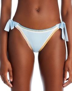 Platinum inspired by Solange Ferrarini Crochet Trim Side Tie Bikini Bottom Mama Mia Bathing Suit, Surf Clothing Style, Cute Swimwear Bikinis Teen, Cute Triangle Bikinis, Country Bikinis, Elysiian Swim, 2000s Swimsuit, 2000s Swimwear, Cute Bathing Suits Bikinis