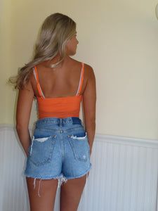 Orange Festival Crop top Festival Crop Tops, Summer Gathering, Festival Looks, Trendy Clothing, Summer Events, Vibrant Orange, Summer Wardrobe, High Waisted Shorts, Mesh Fabric