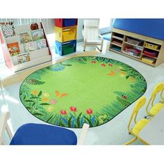 a child's play room with toys and furniture