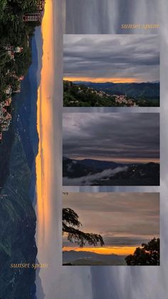 an aerial view of the beach and ocean at sunset or sunrise, with clouds in the sky