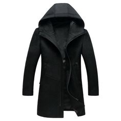 Mens Wool Blend Hood Slim Long Jacket   Condition: 100%  Brand new & High quality  Men's Asian Size: S M L XL 2XL 3XL  Material: Wool blend Color: Black,Gray Occasion : Casual, Fashion Dear friend: If you feel difficult to choose the size ,you can feel free to contact us, we will give you some suggestion,but it is for you reference only. US Size China Size Length Bust Shoulder SLEEVE cm  inch cm  inch cm  inch cm  inch XS M 83 32.7 106 41.7 46 18.1 63 24.8 S L 85 33.5 110 43.3 47 18.5 64 25.2 M Zip Up Jackets, British Style Men, Peacoat Men, Mens Wool Coats, Rock Style Clothing, Hood Hat, Hooded Trench Coat, Men's Windbreaker, Wool Winter Coat