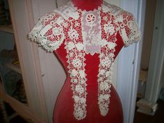 "Amazing Irish Crochet and white work (Ayreshire) hand done collar for your dress or wedding gown or for your collection of lace. 20\" at the deepest point of the collar 18\" neck which would not need to close lace is a lovely shade of ivory" 1890 Dress, Sewing Collars, Sewing Lace, Alencon Lace, Irish Lace Crochet, Irish Lace, Antique Linens, Lace Trims, Irish Crochet