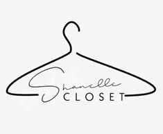 a black and white photo of a hanger with the name shanelle closet on it