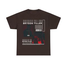 a brown t - shirt with the words, bryson tiller and an image of a man