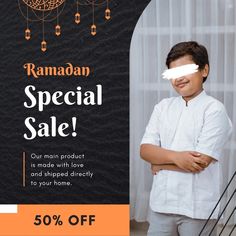 a man standing in front of a black background with the words ramaan special sale