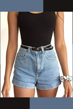 High Waisted Jean Shorts Outfit Summer, High Waist Short Outfit Ideas, Summer Jean Shorts Outfit, Shorts Outfit Ideas, High Waisted Shorts Outfit, High Wasted Shorts, Jean Short Outfits, Gear 4, Crop Top With Jeans