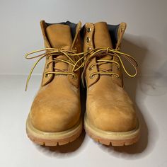 Barely Worn, Practically Brand New! A Little Bit Creased And Have One Scuff Shown In The 4th Picture. Classic Timberland Lace-up Work Boots, Classic Yellow Boots With Round Toe, Classic Yellow Round Toe Boots, Classic Yellow Lace-up Boots, Classic Timberland Boots With Cushioned Footbed, Timberland Shoes Women, Timberland Boots Women, Minimalist Fashion Men, Timberlands