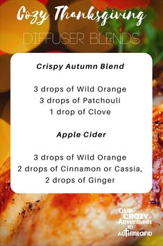 a flyer for an autumn blend with oranges, apples and cranberries on it