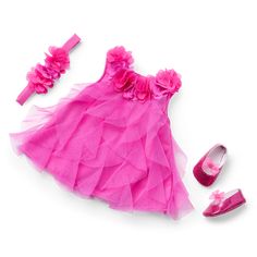 Bitty Baby® will shine on her special day in this playful party dress. Made to match the Party-Pink Birthday Dress for Little Girls.

Includes:

A pink A-line dress with tonal pink chiffon flowers at the neckline, cascading mesh ruffles, and jersey-knit lining
A matching pink jersey headband with chiffon flowers
Glittery pink ballet-flat shoes with pink chiffon bows Pink Princess Dress For First Birthday In Spring, Elegant First Birthday Summer Tutu Dress, Pink Playful Princess Dress With Ruffles, Pink Dress For First Birthday In Spring, Playful Pink Tulle Princess Dress, Pink Sleeveless Princess Dress For Baptism, Sleeveless Pink Princess Dress For Baptism, Pink Princess Tutu Dress For Spring, Pink Summer Tutu Dress For Party