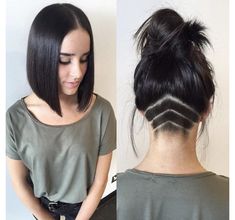 Undercut Bob Haircut, Undercut Hair Designs, Undercut Hairstyles Women, Undercut Long Hair, Lob Haircut, Hair Tattoos, Long Bob Hairstyles, Undercut Hairstyles, Short Haircut