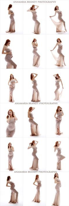 a series of photoshopped images of a woman in white dress with her hands on her hips