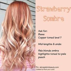 Strawberry Blonde Ombre, Strawberry Blonde Hair Color, Blonde Hair With Bangs, Strawberry Blonde Hair, Hair Balayage, Long Blonde, Hair Color And Cut, New Hair Colors, Hair Inspiration Color