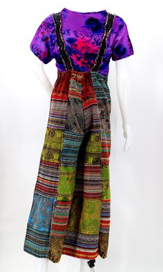 Patchwork Overalls, Wide Leg Overalls, Trendy Overalls, Cotton Overalls, Aztec Pattern, Contemporary Outfits, Estilo Boho, Gothic Lolita, Cotton Bag