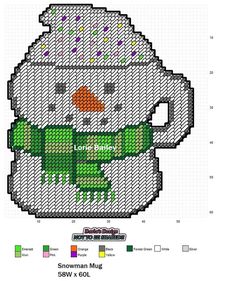 a cross - stitch pattern of a snowman mug