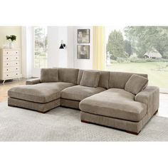 a large sectional couch in a living room