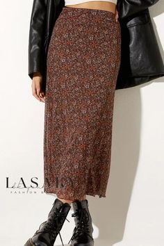 Lasaky - Chic Autumn Floral Print High-Waist Asymmetrical Net A-Line Skirt Midi Rok Outfit, Midi Rock Outfit, Long Floral Skirt, Skirt Streetwear, Midi Skirt Outfit, Rock Outfit, Long Skirts For Women, Floral Midi Skirt, Mesh Skirt