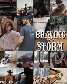 a collage of photos with the words braving storm