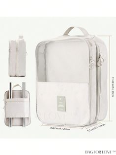 BagForLove - Travel Shoe Bag with Letter Graphics for Organized Storage Large Capacity White Nylon Bags, Versatile White Nylon Bag, Packable Nylon Trip Bags, White Nylon Bag With Removable Pouch, Nylon Travel Pouch Bag, White Bag With Zipper Closure For Trip, Travel Nylon Pouch Bag, White Bags With Zipper Closure For Trips, White Nylon Shoulder Bag For Travel