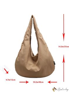 BirdinBag - Spacious Khaki Shoulder Bag for Casual, Unisex Use Shopping Shoulder Bag With Removable Pouch, Trendy Travel Hobo Bag With Softback, Trendy Hobo Bag With Removable Pouch, Travel Shoulder Bag Softback, Travel Shoulder Bag With Softback Shape, Travel Hobo Bag With Handles, Trendy Softback Hobo Bag With Removable Pouch, Travel Hobo Bag With Softback, Solid Softback Hobo Bag For Travel