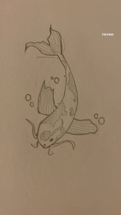 a drawing of a koi fish with bubbles in it's mouth