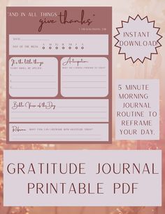 a printable journal with the words gratitude journal and an image of flowers