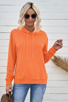 Orange Kangaroo Pocket Long Sleeve Pullover Hoodie Half Zip Hoodie, Sherpa Hoodie, Kangaroo Pocket Hoodie, Pocket Hoodie, Hooded Cardigan, Knit Hoodie, Drawstring Hoodie, Oversize Hoodie, Cropped Hoodie