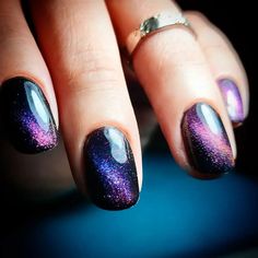 40+ Dreamy Galaxy Nails Ideas For Your Next Manicure - Nail Designs Daily Galaxy Manicure, Nails Galaxy, Black And Purple Nails, Cosmic Nails, Galaxy Nail, Dark Purple Nails, Star Nail Designs, Galaxy Nail Art, Dark Galaxy