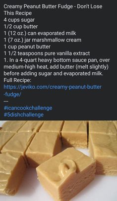 the recipe for peanut butter fudges is shown