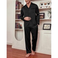 Product Details Fabric Type 95% Polyester, 5% Spandex Origin Imported Country Of Origin China About This Item Satin Material: High-Quality Satin Men's Pajama Set, Silky To The Touch, Breathable, Lightweight, And Skin-Friendly. These Two-Piece Pajamas Make You Enjoy Superior Comfort At Night. Fashion Design: The Long Sleeve Pajama Features A Classic Two-Piece Sle Black Relaxed Fit Sleepwear, Casual Black Home Sets, Casual Black Sets For Night, Black Fitted Sleep Sets, Black Long Sleeve Sleepwear For Lounging, Black Relaxed Fit Loungewear Sets, Black Casual Sleepwear For Night, Casual Black Sleepwear Set, Black Relaxed Fit Sleepwear For Lounging