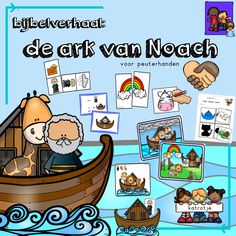 an image of a book cover with pictures of people in a boat and the words de ark van noah