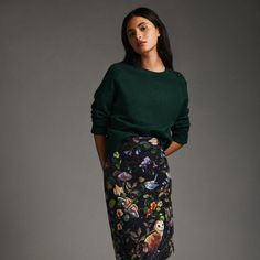 Printed Pencil Skirt | Nuuly Rent Flower Pencil Skirt Outfit, Spring Skirt Outfits Work, Funky Office Outfits Women, Brocade Pencil Skirt, Feminine Business Attire, Floral Pencil Skirt Outfit, Wrap Skirt Outfit, Pencil Skirt Outfits Casual, Conference Outfit