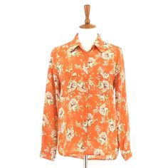 Pleione Orange Floral Print Button Down Blouse Top Long Sleeve, Floral Print, Front Pockets And Collared. Size: S, M, L, Xl Condition: New With Tags Made In: Indonesia Inventory: Wt4702.12.10 Orange Buttoned Blouse For Spring, Orange Button Blouse For Spring, Fitted Orange Button-up Blouse, Orange Floral Print Button-up Tops, Orange Floral Print, Button Down Blouse, Blouse Top, Button Downs, Button Down Shirt