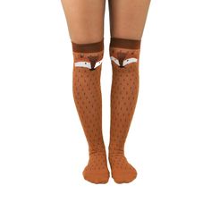 Fox Over Socks by Foot Traffic are the perfect gift for that socks lover in your life. These animal themed womens over the knee socks come in multiple color Options and fit Women's shoe size 4-10. Made of 65% Cotton, 15% Nylon, 15% Polyester, 5% Spandex for comfort and durability. A pair of these cool Animal novelty Socks will certainly give any wardrobe an instant upgrade. Machine Wash Cold With Like Colors. Do Not Bleach. Tumble Dry Low Heat. Womens Knee High Socks, Sock Lovers, Fox Face, Blue Q, Mens Crew Socks, Womens Apparel, Apparel Merchandising, Sock Animals, Over The Knee Socks