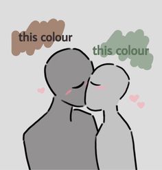 an image of two people kissing each other with the words'this color'above them