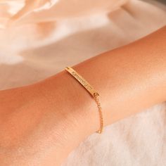 "Elevate your gifting with our 925 sterling silver gold plated personalized bracelets. Engraved with your name, initial, or a special date, they're more than just jewelry - they're a heartfelt, personalized gift for her, a constant reminder of your unique connection and thoughtfulness #YOU MAY LIKE THIS silver bar cotton bracelet https://www.etsy.com/listing/1492776594/silver-bar-cotton-bracelet-best-gift Heart Charm Bracelet https://www.etsy.com/listing/1483035072/heart-charm-bracelet-custom-en Meaningful Hypoallergenic Name Bracelet As Gift, Custom Name Bracelets For Valentine's Day, Personalized Minimalist Name Bracelet, Hypoallergenic Nameplate Jewelry As A Gift, Engraved Name Bracelet For Mother's Day Anniversary, Personalized Name Bracelet For Everyday Use, Personalized Name Bracelet For Everyday, Engraved Name Bracelet For Anniversary, Mother's Day Gift, Engraved Name Bracelet For Anniversary Mother's Day