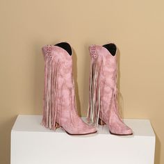 ProductNo SP240816NQB0 Function Wearable Women's shoe upper material leather,Polyurethane (artificial leather) Tube Height Mid-Calf height of heel mid heel Pink Leather Mid-calf Boots For Spring, Western Style Party Boots With Flat Heel, Western Style Flat Heel Party Boots, Pink Leather Mid-calf Boots With Round Toe, Pink Low Heel Boots For Fall, Western Style Round Toe Party Heels, Western Style Round Toe Heels For Party, Western Style Heels With Round Toe For Party, Spring Faux Leather Low Heel Boots