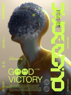 a poster with an image of a woman's head and the words god victory on it