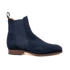 CHELSEA ANKLE BOOT IN NAVY SUEDE Classic High-top Boots With Suede Lining, Elegant High-top Boots With Rubber Sole, Classic High-top Chelsea Boots With Reinforced Heel, Elegant Ankle Boots With Vibram Sole, Classic Ankle-high Boots With Suede Lining, Formal High-top Boots With Vibram Sole, Classic Moto Ankle Boots With Suede Lining, Classic Moto Boots With Suede Lining, Classic Ankle Moto Boots With Suede Lining