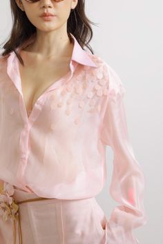 Camellia Straight Cuff Sleeved Chiffon Shirt | MEAN BLVD Delicate Feminine, Mean Blvd, L And Light, Chiffon Shirt, Looks Vintage, Cuff Sleeves, Online Fashion, Pretty In Pink, Latest Fashion Trends