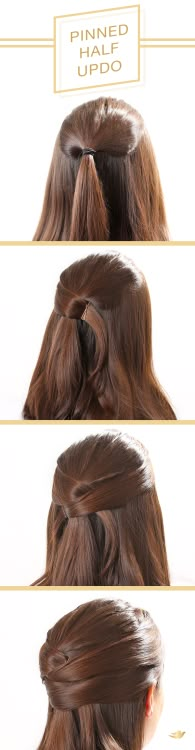 To get this beautiful pinned half updo, follow this step-by-step hair tutorial. It's a pretty style to wear to your next holiday party if you have long to medium length hair. Hair Styles For Shoulder Length, Shoulder Length Hair Women, Styles For Shoulder Length Hair, Five Minute Hairstyles, Hair Half Up, Easy Hairstyles For Medium Hair, Hairstyles For Medium Hair, Hair Styles 2017